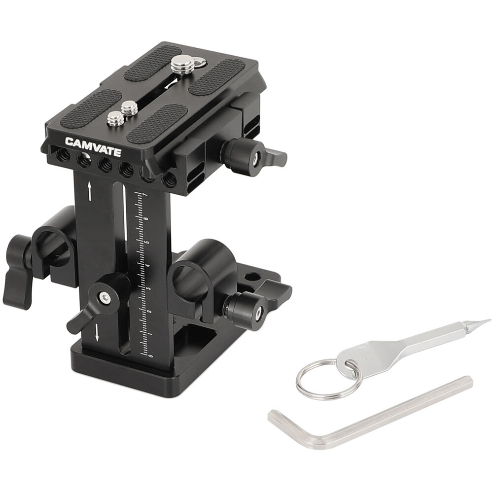 CAMVATE Quick Release Baseplate with 15mm Rod Clamp & Vertical Adjustment